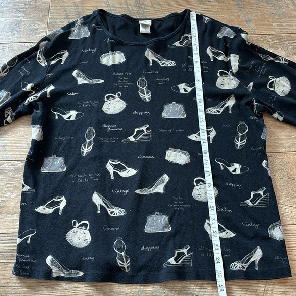 Jess & Jane 3/4 Sleeve Cotton Fashion Shoes & Purses Top, Women’s size 1X - Picture 6 of 6